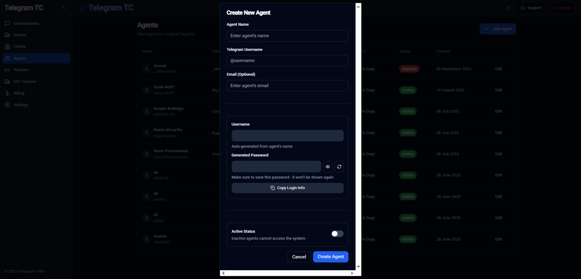 Telegram CRM Agent Inner